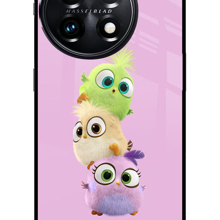 Cute Little Birds OnePlus 11 5G Glass Case Back Cover by Casekaro