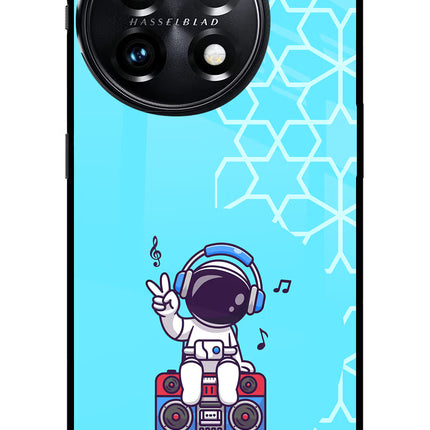 Cute Astronaut Chilling OnePlus 11 5G Glass Case