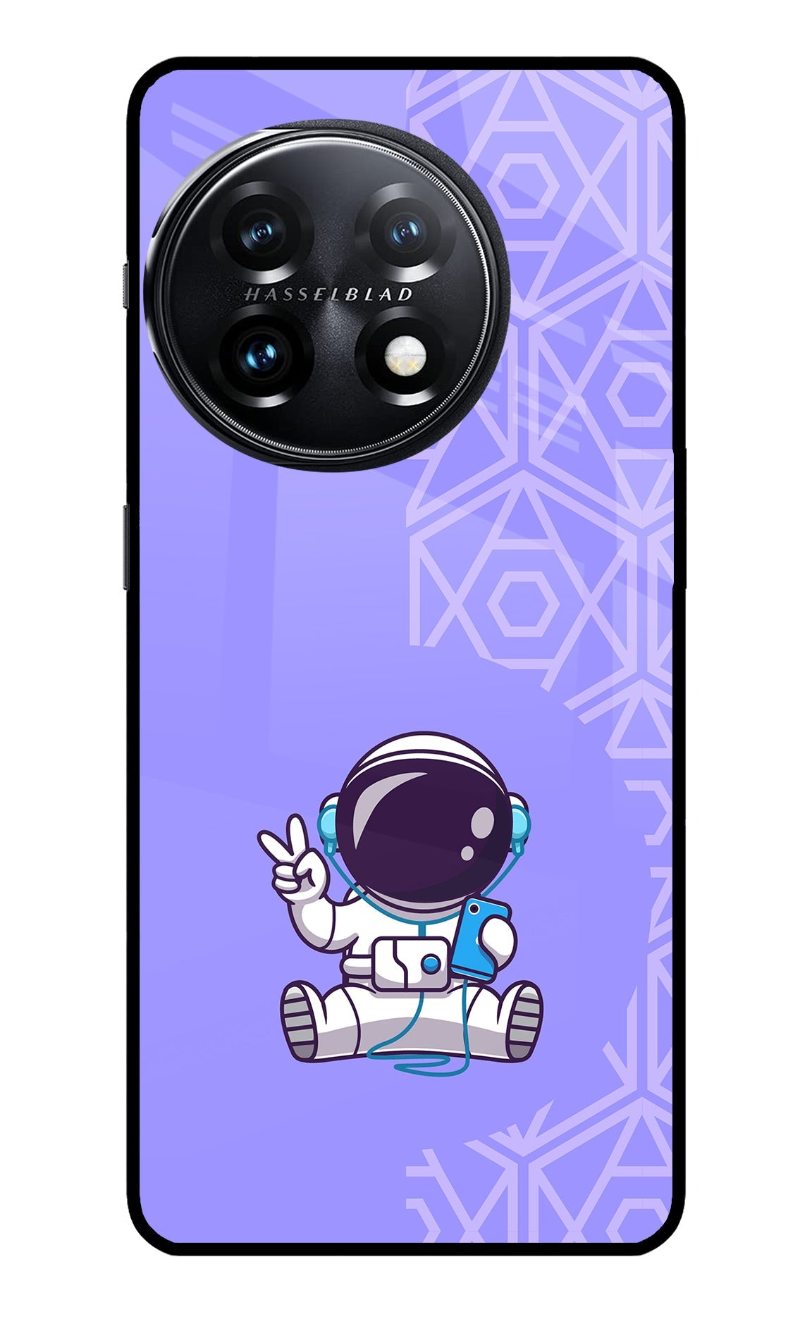 Cute Astronaut Chilling OnePlus 11 5G Glass Case