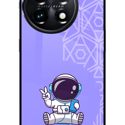 Cute Astronaut Chilling OnePlus 11 5G Glass Case