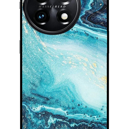 Blue Glitter Marble OnePlus 11 5G Glass Case