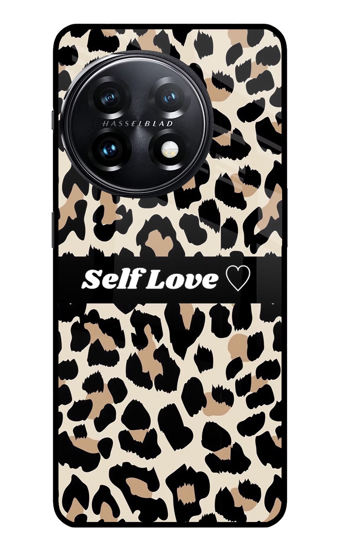 Leopard Print Self Love OnePlus 11 5G Glass Case Back Cover by Casekaro