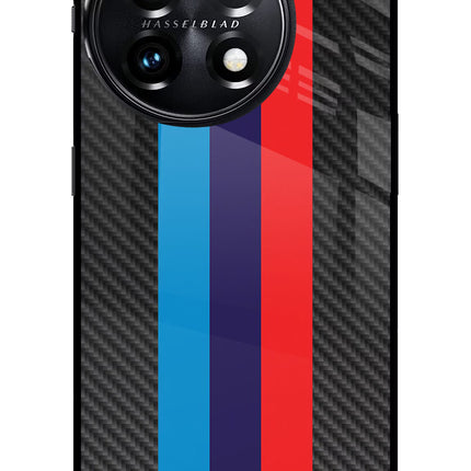 BMW Stripes Pattern OnePlus 11 5G Glass Case Back Cover by Casekaro