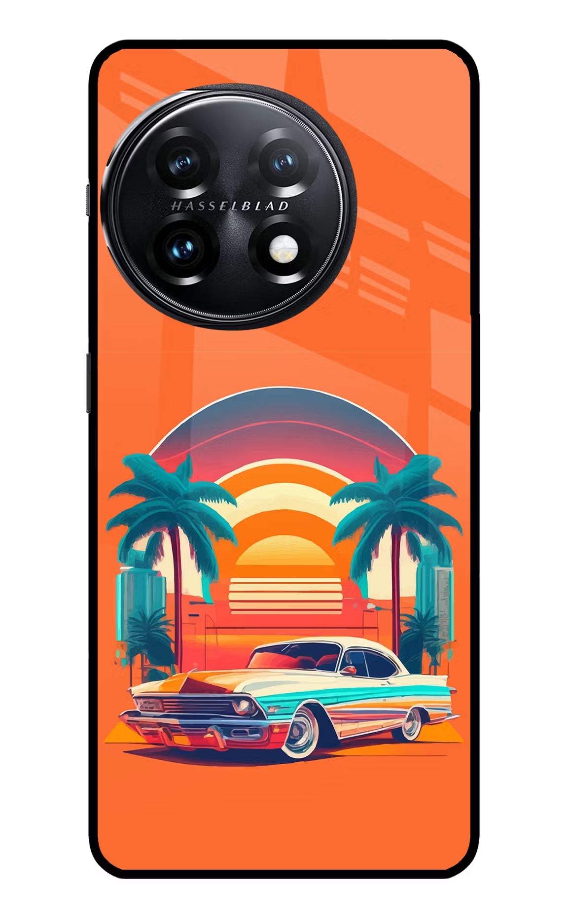 Palm Drive 80s OnePlus 11 5G Glass Case Back Cover by Casekaro