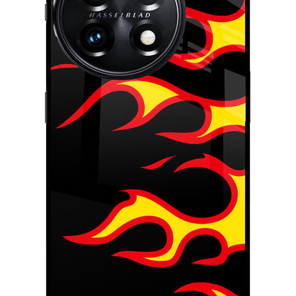 Side Sweep Flames OnePlus 11 5G Glass Case