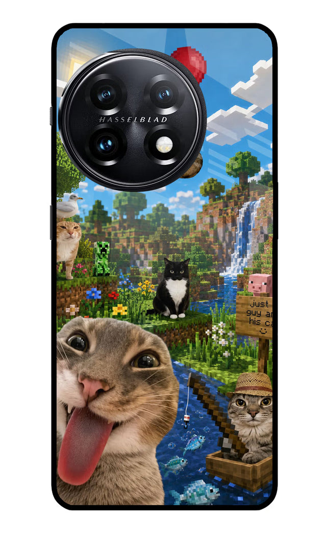 Minecraft Cat Chaos OnePlus 11 5G Glass Case