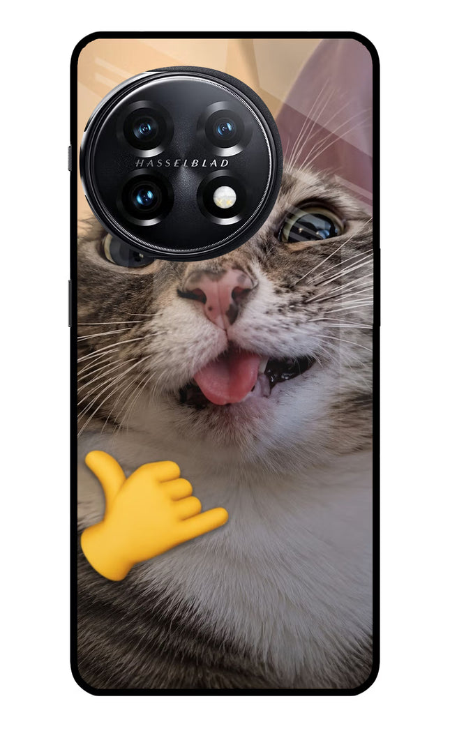 Silly Cat Call OnePlus 11 5G Glass Case