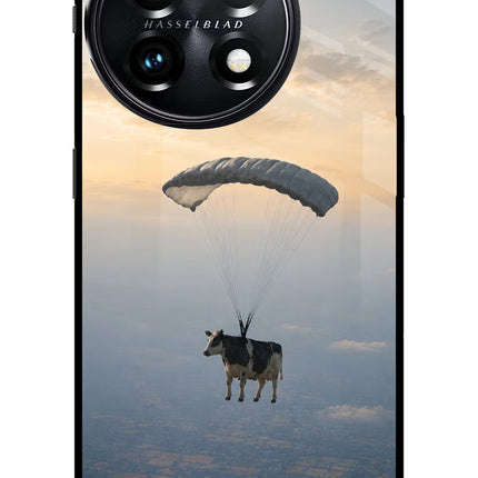 Skydiving Cow OnePlus 11 5G Glass Case
