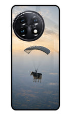 Skydiving Cow OnePlus 11 5G Glass Case