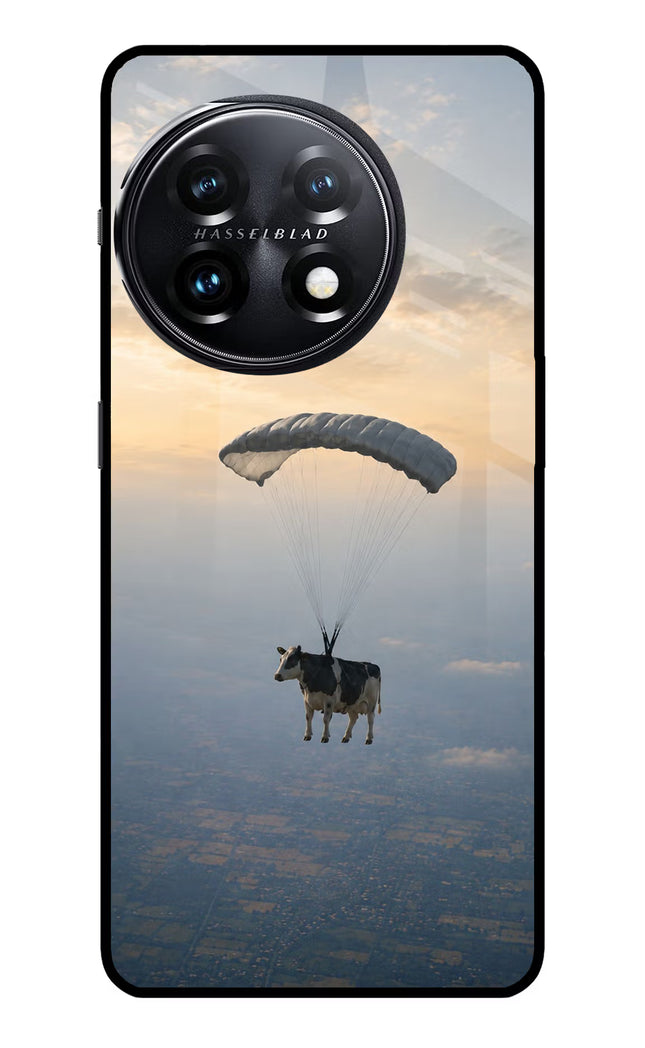 Skydiving Cow OnePlus 11 5G Glass Case