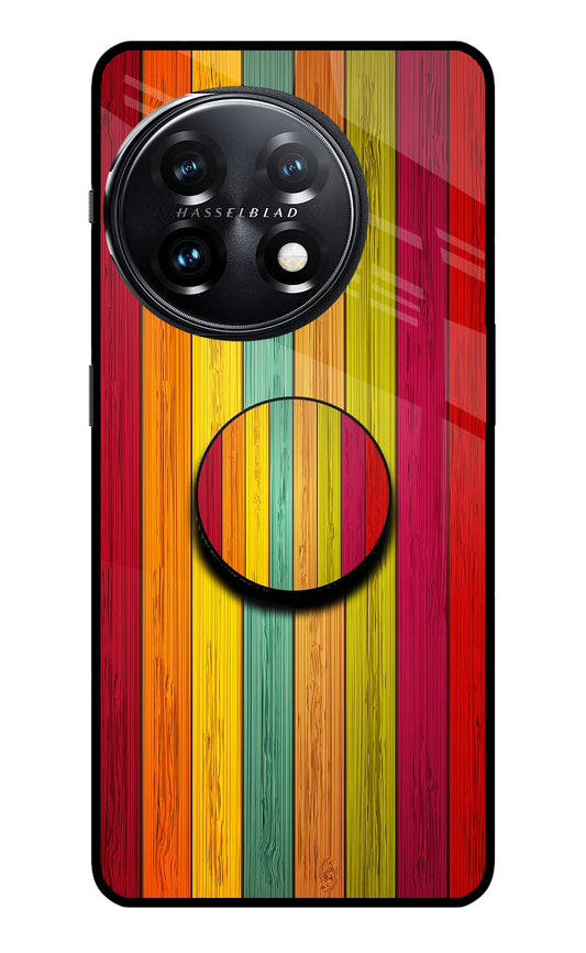 Multicolor Wooden OnePlus 11 5G Glass Case