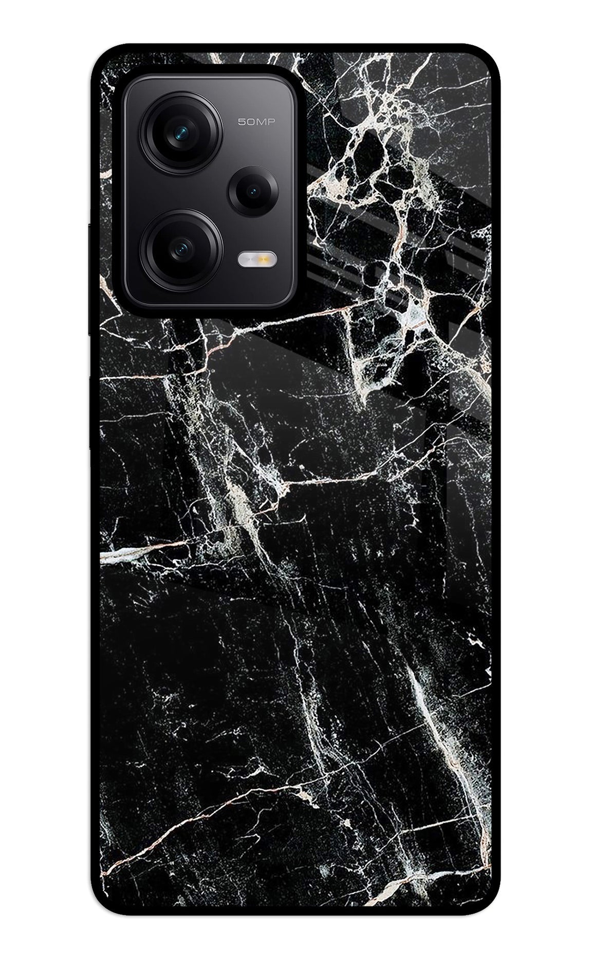 Black Marble Texture Redmi Note 12 5G Glass Case