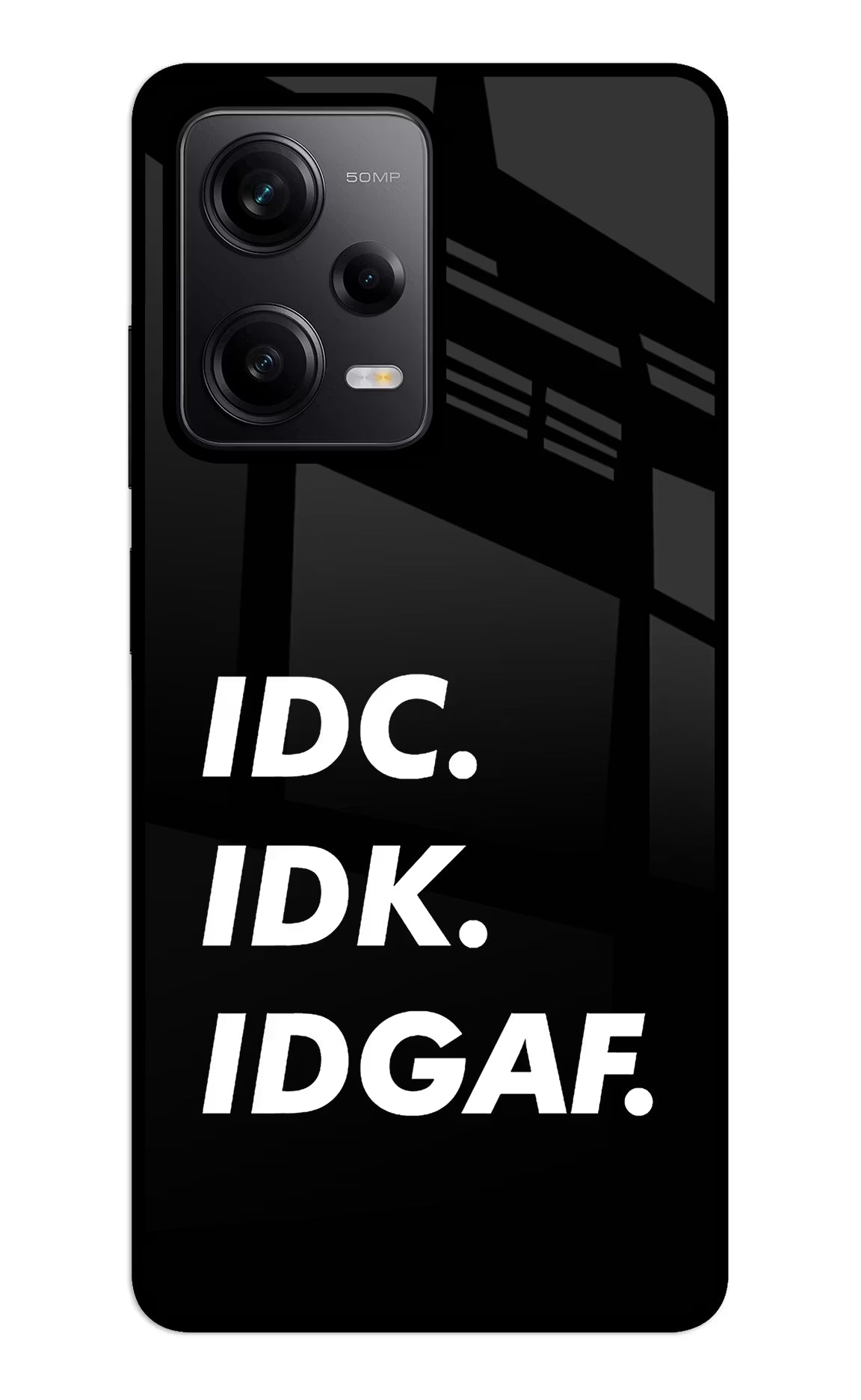 Idc Idk Idgaf Redmi Note 12 5G Glass Case Back Cover by Casekaro