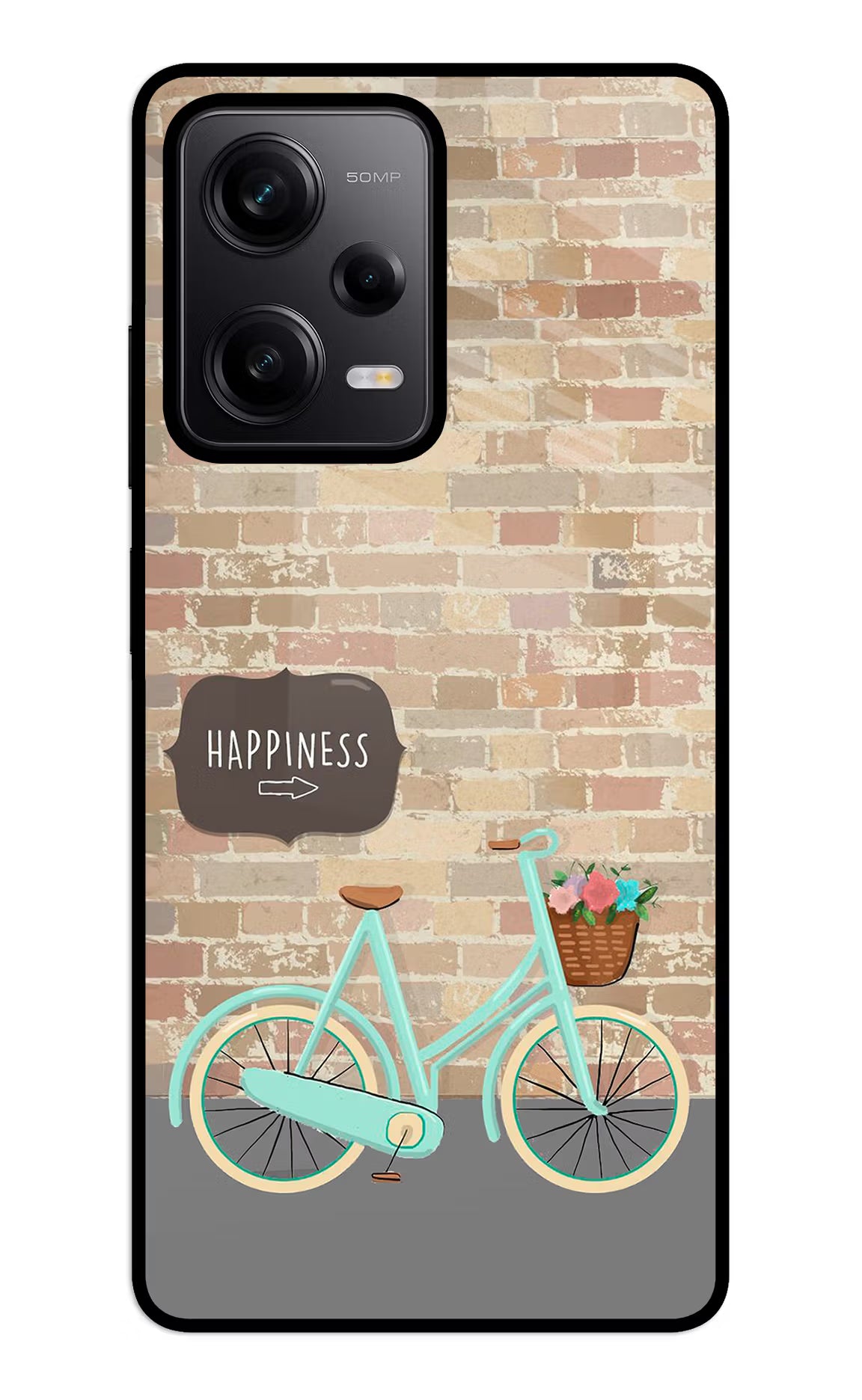 Happiness Artwork Redmi Note 12 5G Glass Case Back Cover by Casekaro