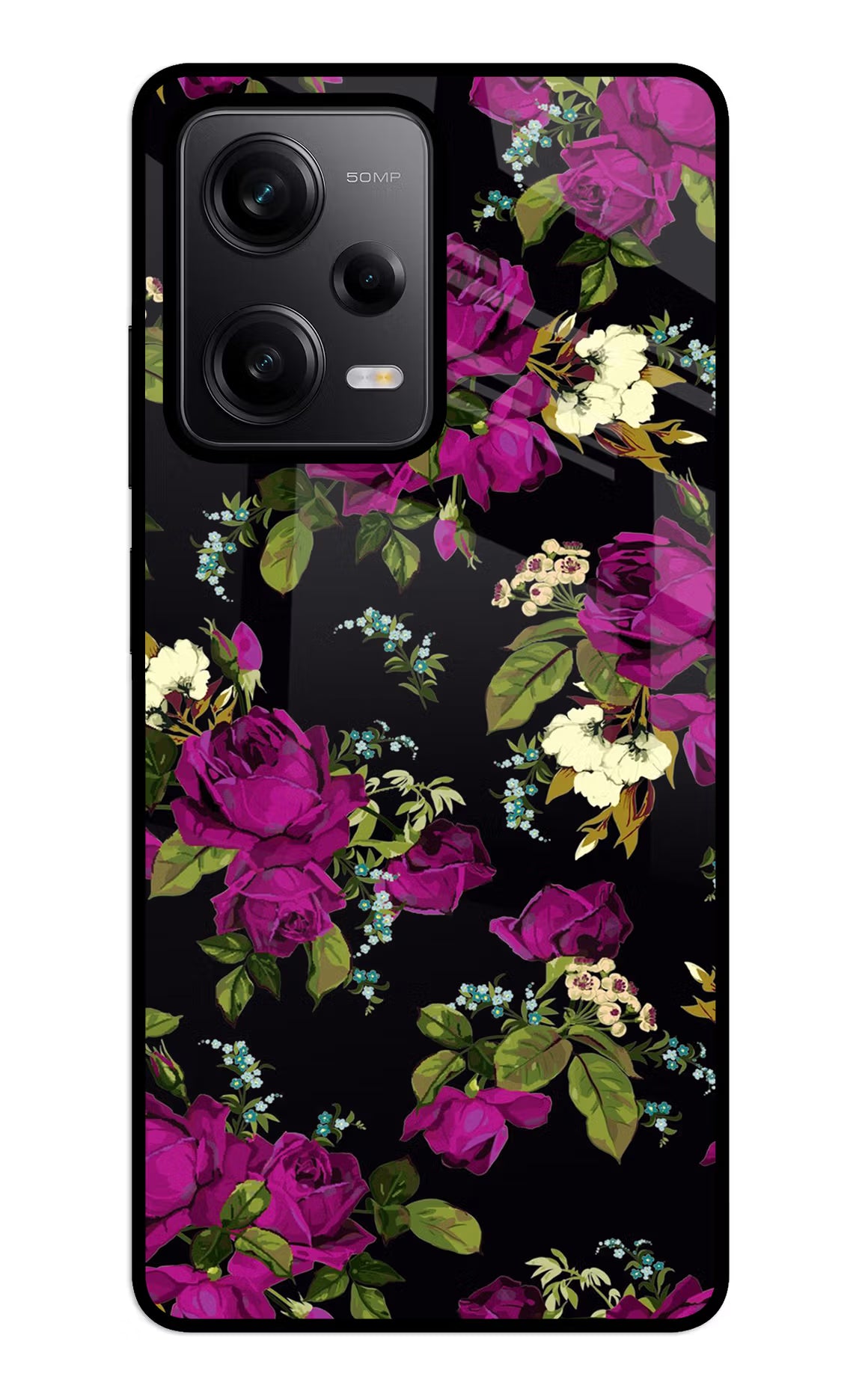 Flowers Redmi Note 12 5G Glass Case Back Cover by Casekaro