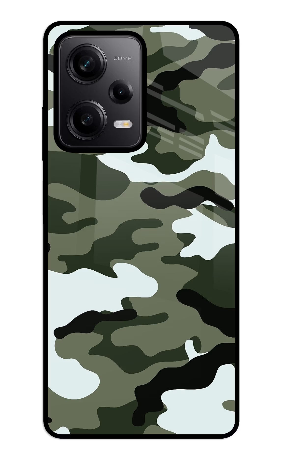 Camouflage Redmi Note 12 5G Glass Case Back Cover by Casekaro