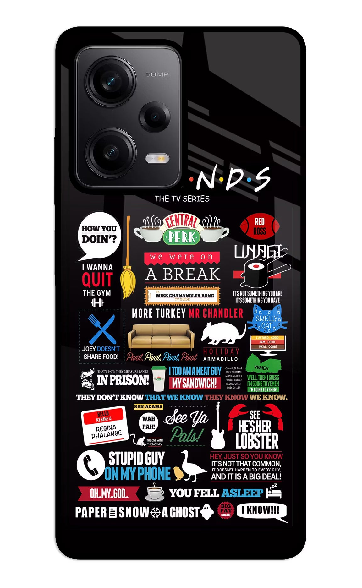 FRIENDS Redmi Note 12 5G Glass Case Back Cover by Casekaro