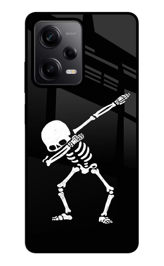 Dabbing Skeleton Art Redmi Note 12 5G Glass Case