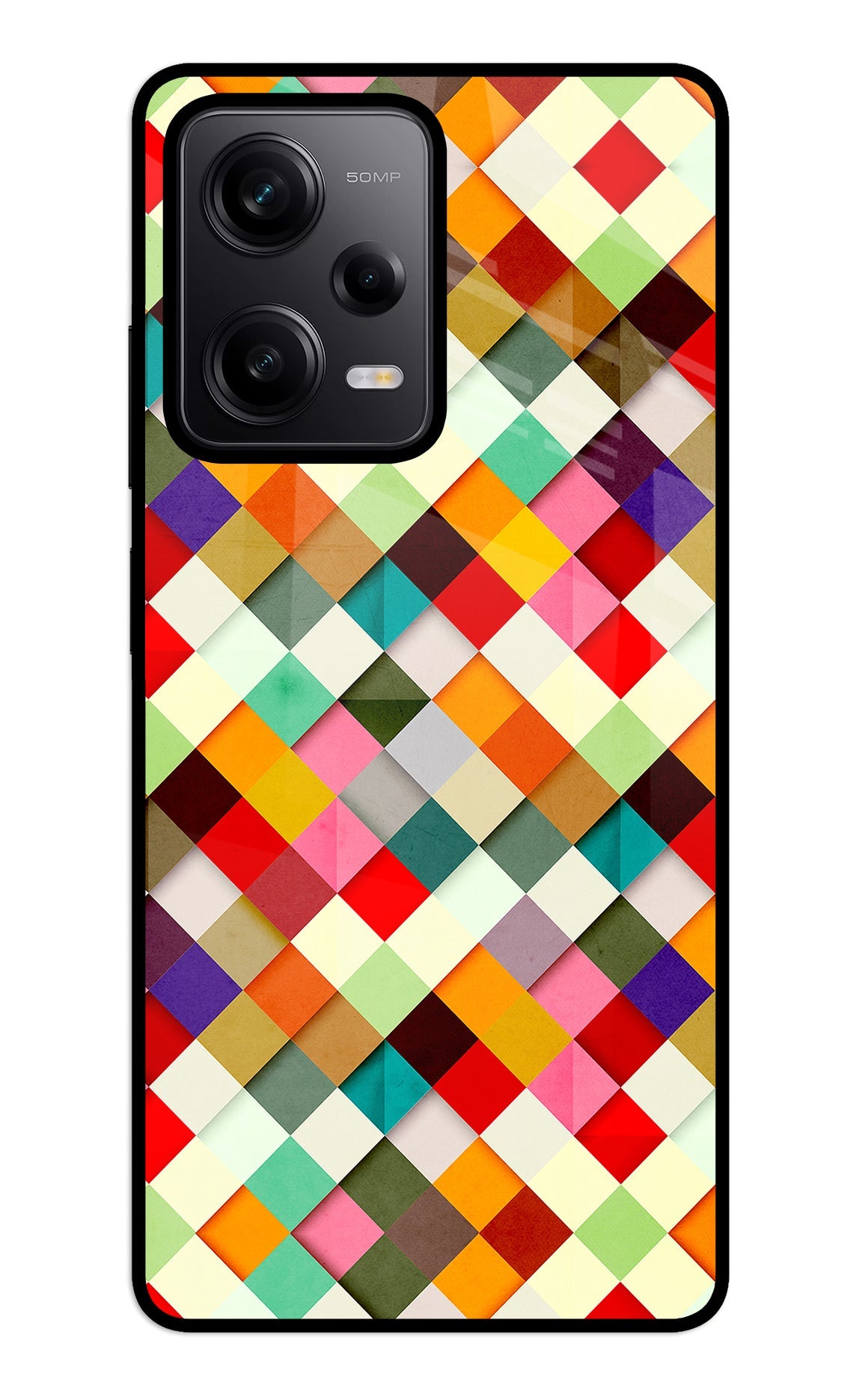 Geometric Abstract Colorful Redmi Note 12 5G Glass Case