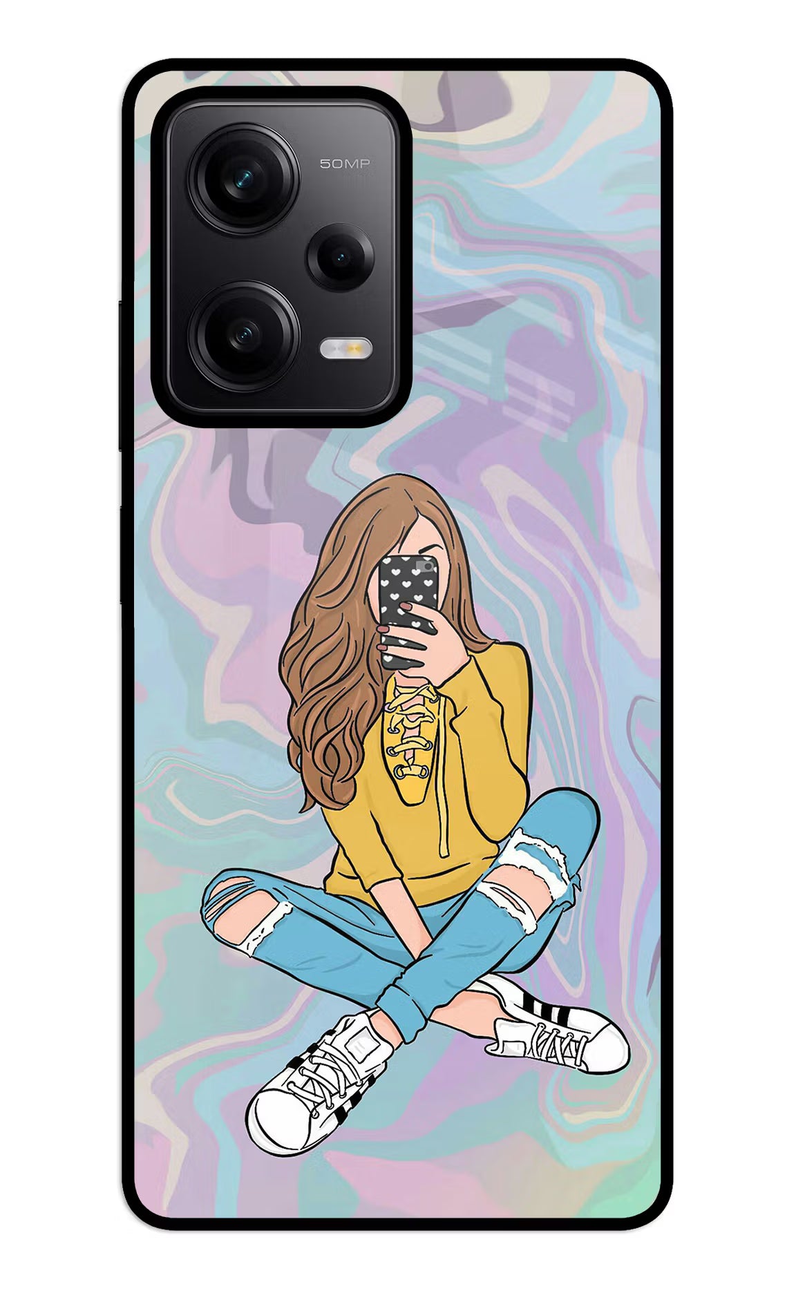 Selfie Girl Redmi Note 12 5G Glass Case