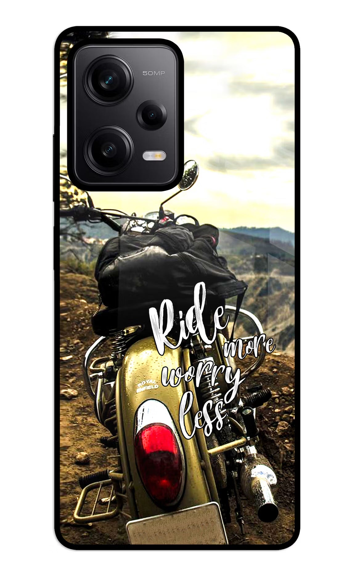 Ride More Worry Less Redmi Note 12 5G Glass Case Back Cover by Casekaro