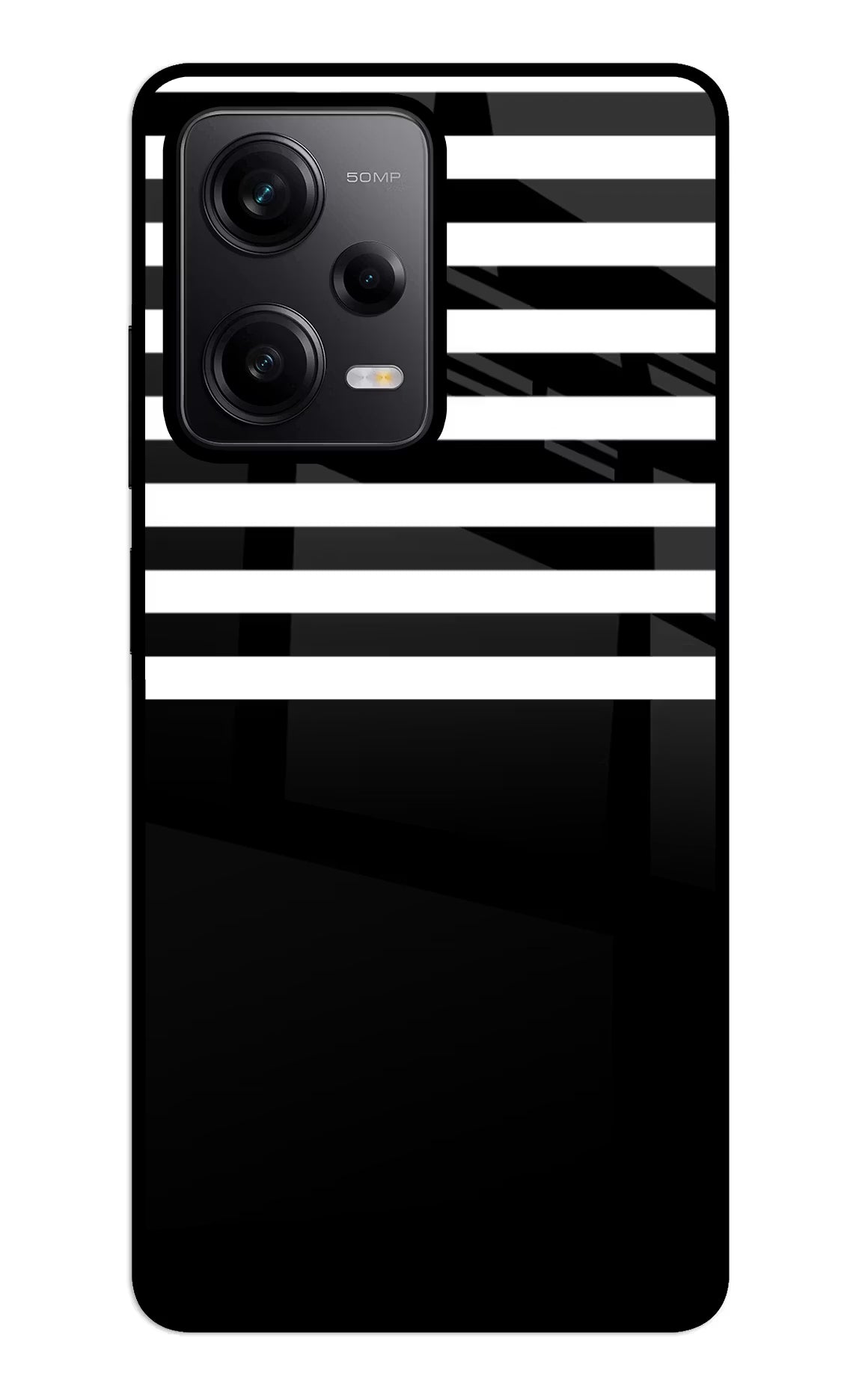 Black and White Print Redmi Note 12 5G Glass Case Back Cover by Casekaro
