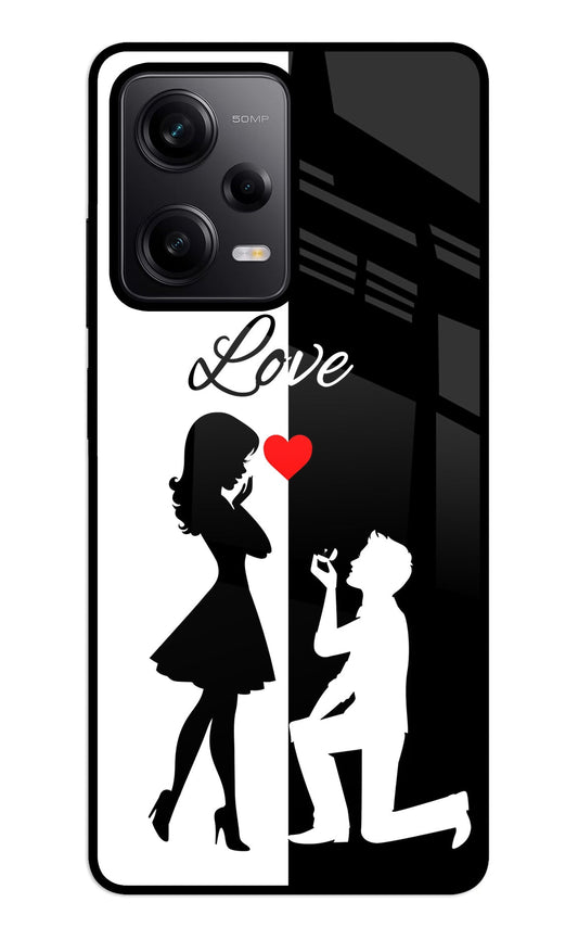 Love Propose Black And White Redmi Note 12 5G Glass Case