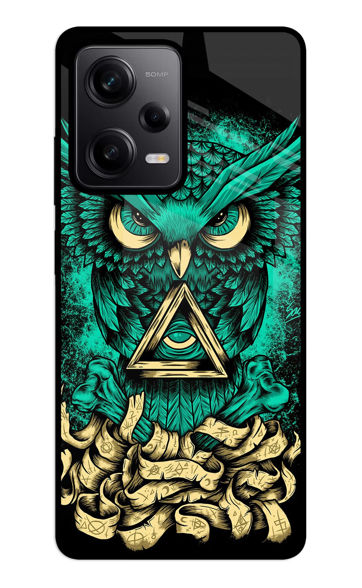 Green Owl Redmi Note 12 5G Glass Case Back Cover by Casekaro