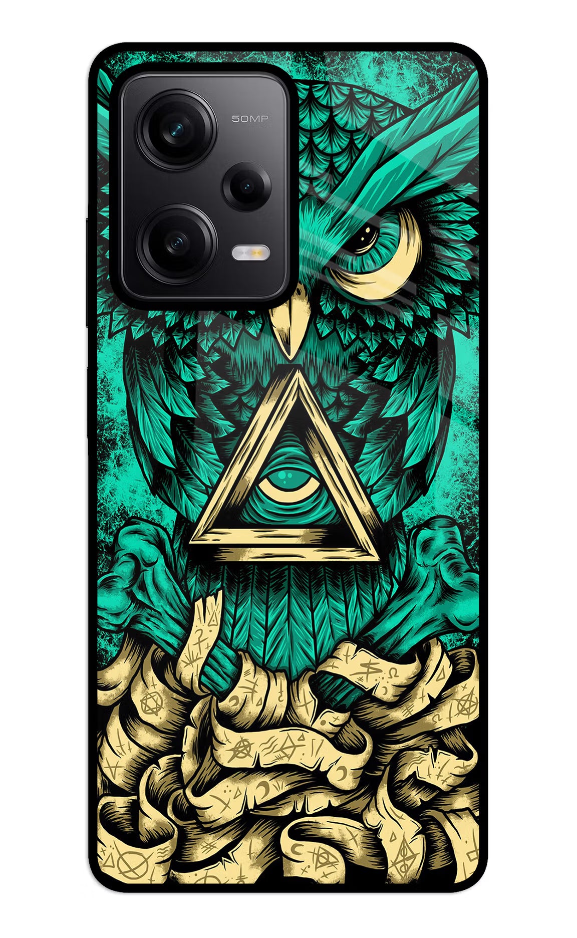 Green Owl Redmi Note 12 5G Glass Case Back Cover by Casekaro