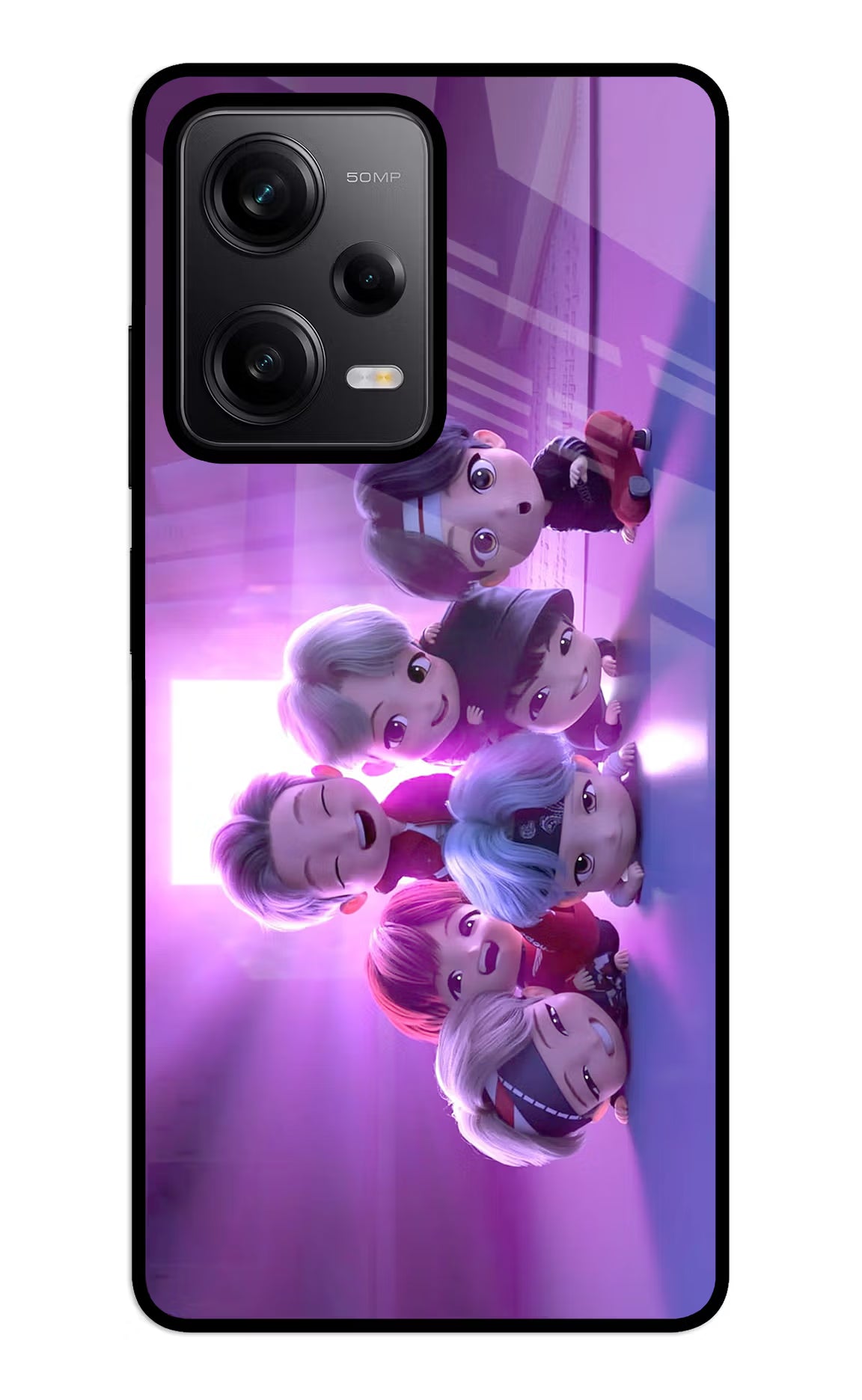 BTS Chibi Redmi Note 12 5G Glass Case Back Cover by Casekaro
