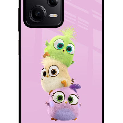 Cute Little Birds Redmi Note 12 5G Glass Case Back Cover by Casekaro