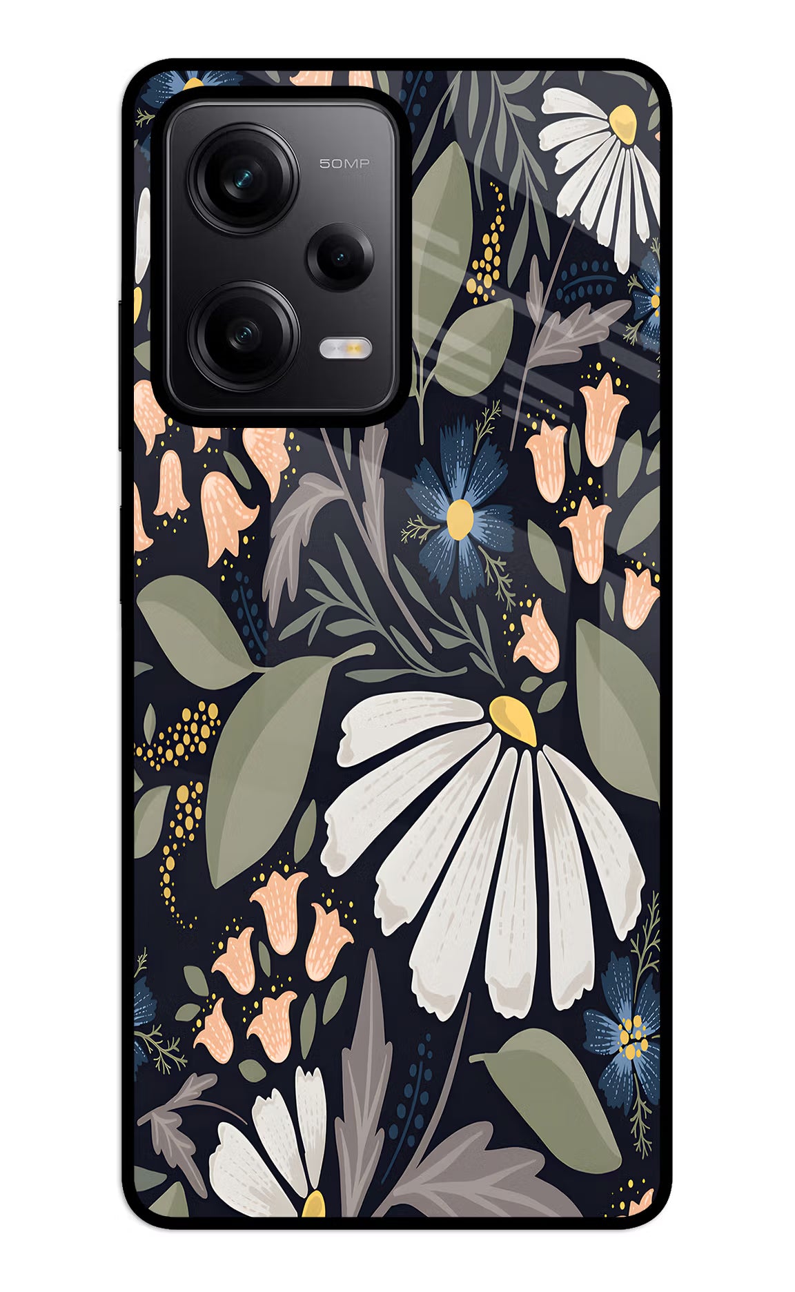 Flowers Art Redmi Note 12 5G Glass Case Back Cover by Casekaro