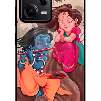 Radhe Krishna Redmi Note 12 5G Glass Case Back Cover by Casekaro