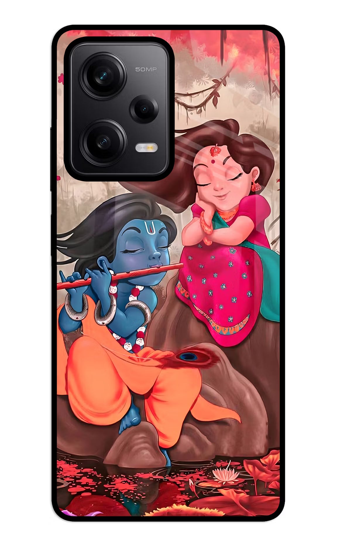 Radhe Krishna Redmi Note 12 5G Glass Case Back Cover by Casekaro