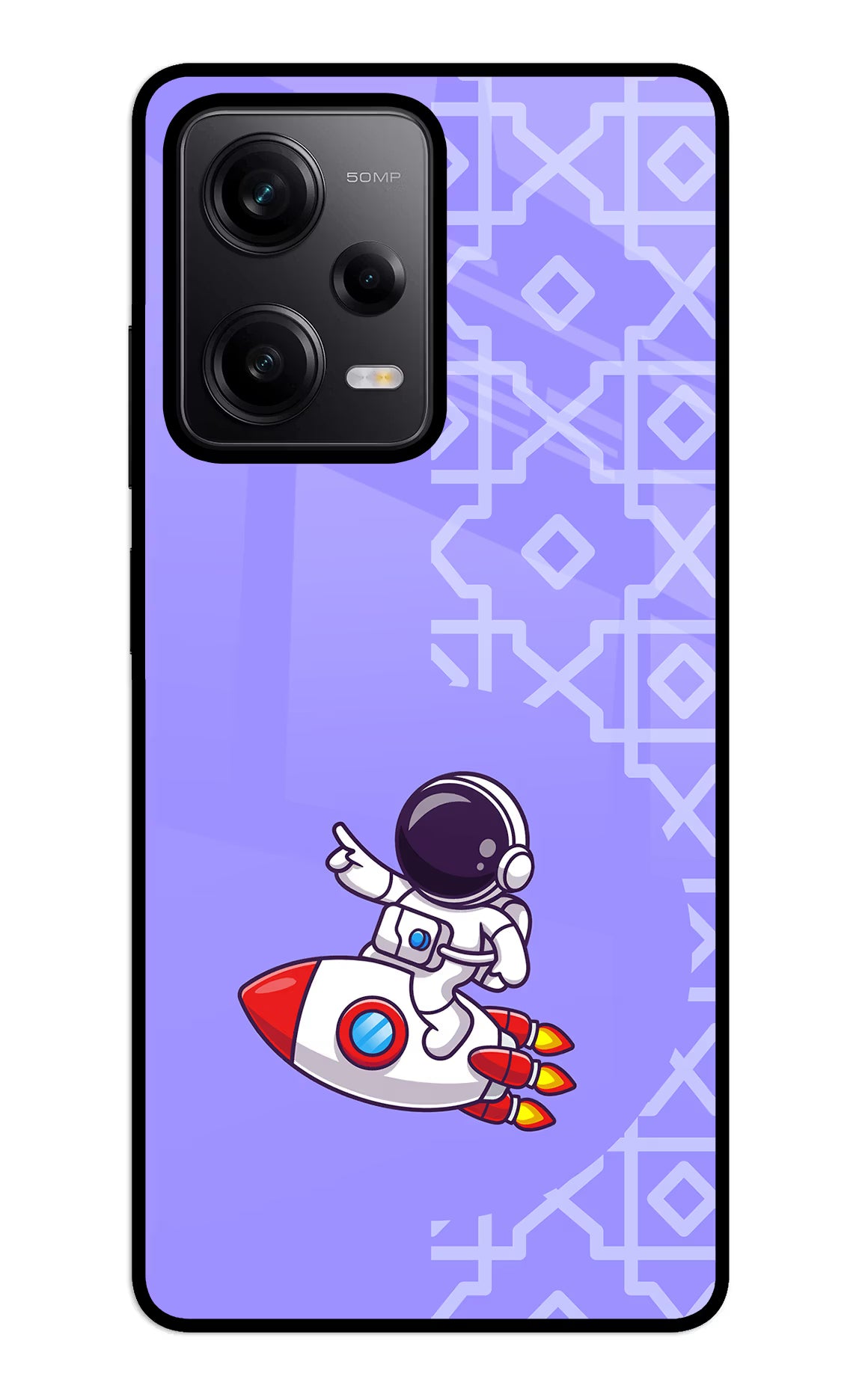 Cute Astronaut Redmi Note 12 5G Glass Case Back Cover by Casekaro