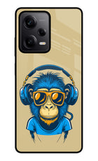 Monkey Headphone Redmi Note 12 5G Glass Case Back Cover by Casekaro