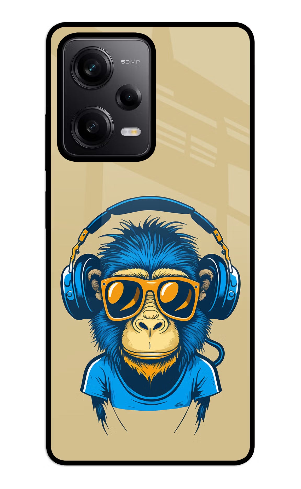 Monkey Headphone Redmi Note 12 5G Glass Case Back Cover by Casekaro
