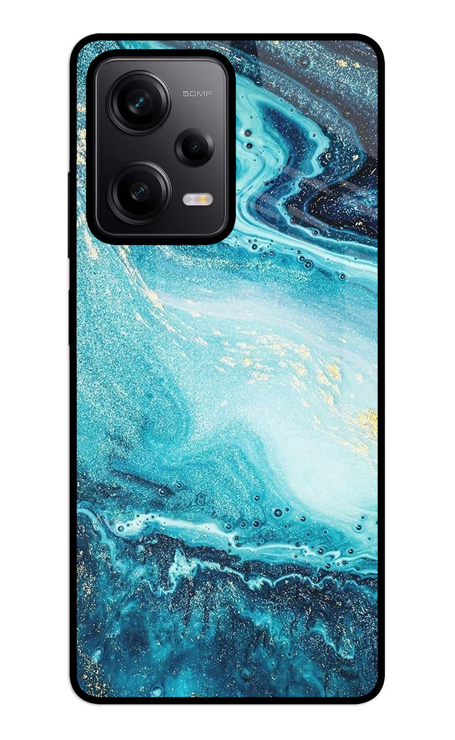 Blue Glitter Marble Redmi Note 12 5G Back Cover, Metal case
