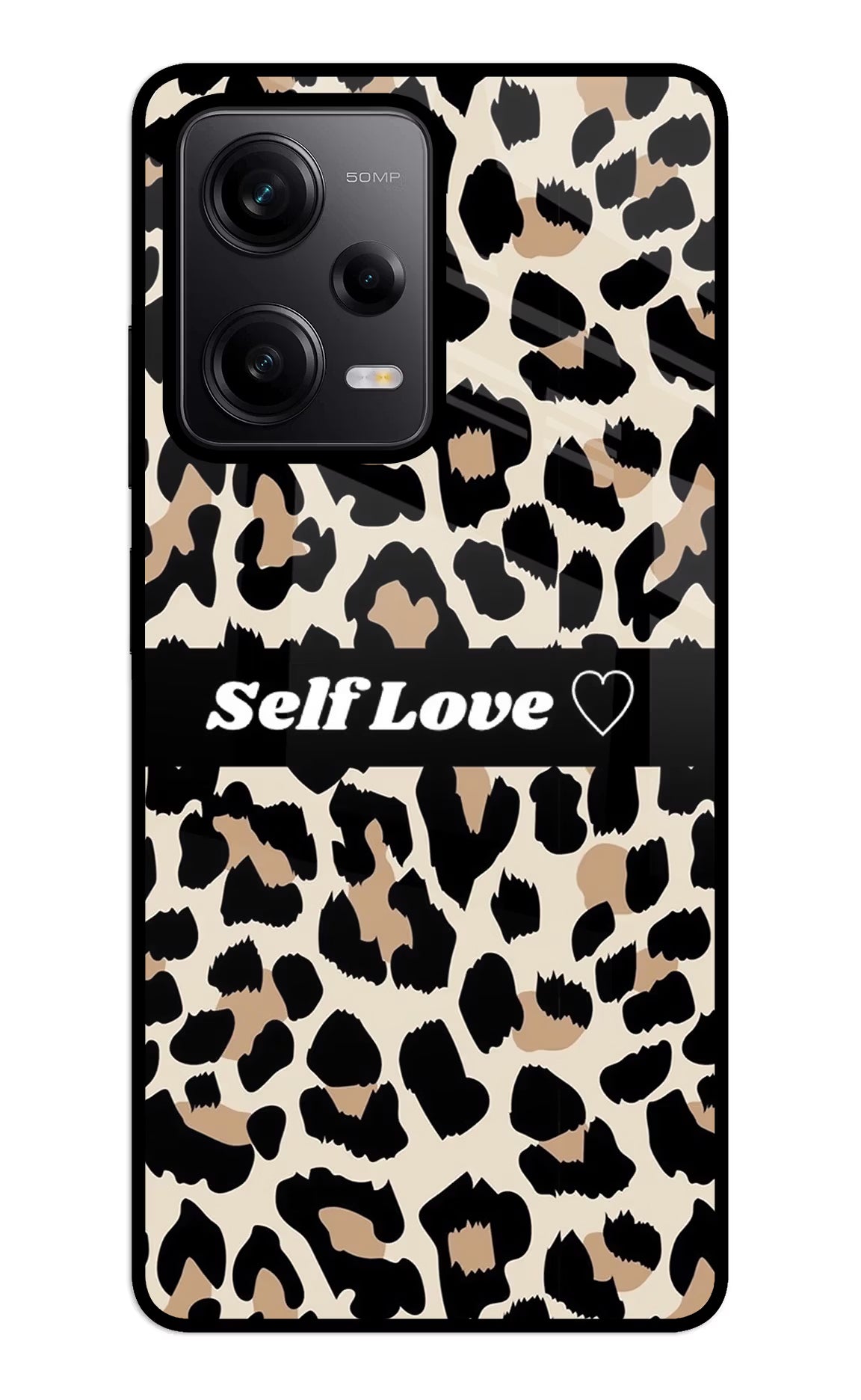 Leopard Print Self Love Redmi Note 12 5G Glass Case Back Cover by Casekaro