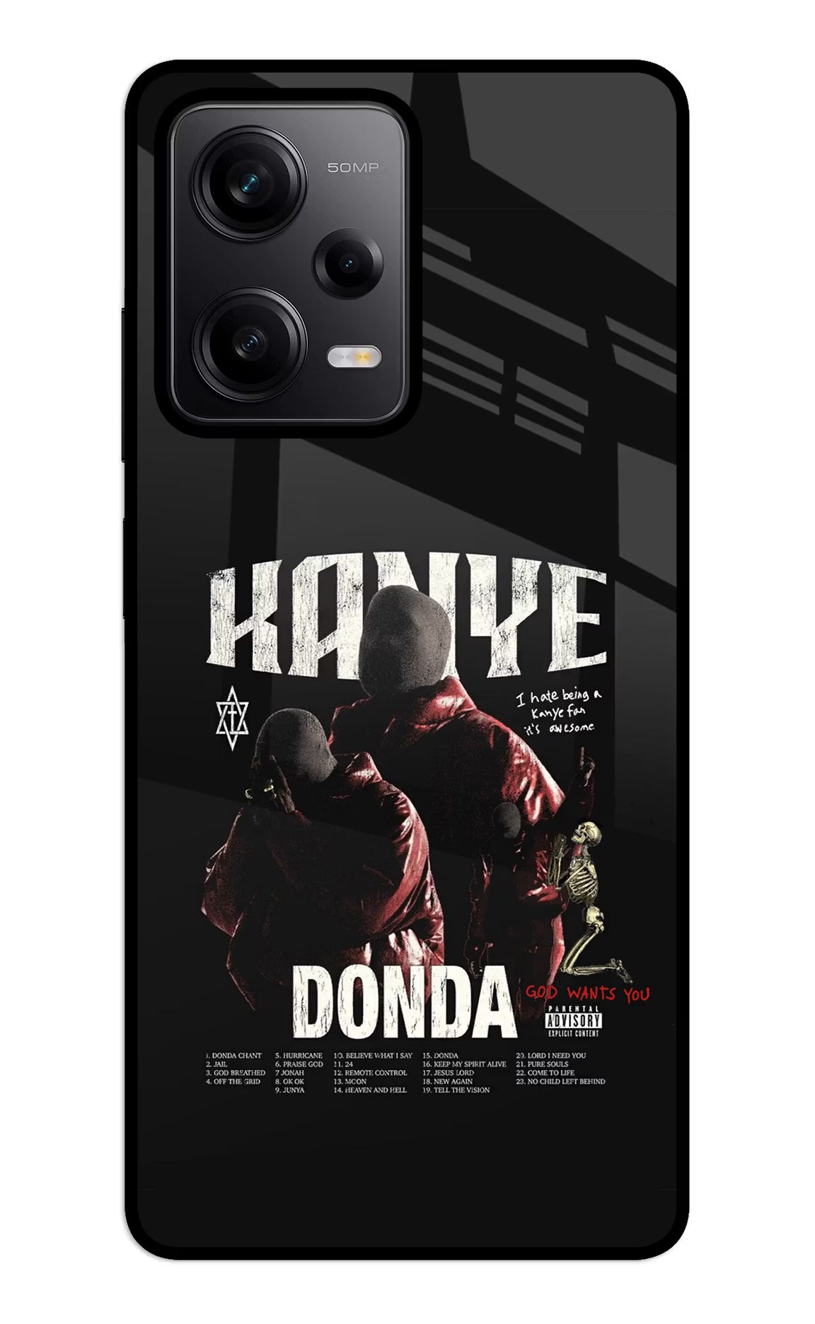Donda Kanye West Redmi Note 12 5G Glass Case Back Cover by Casekaro