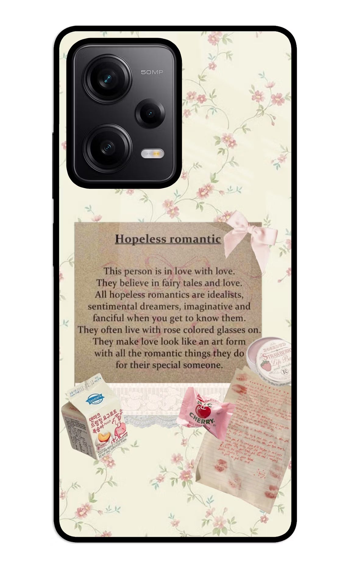 Hopeless Romantic Redmi Note 12 5G Glass Case Back Cover by Casekaro