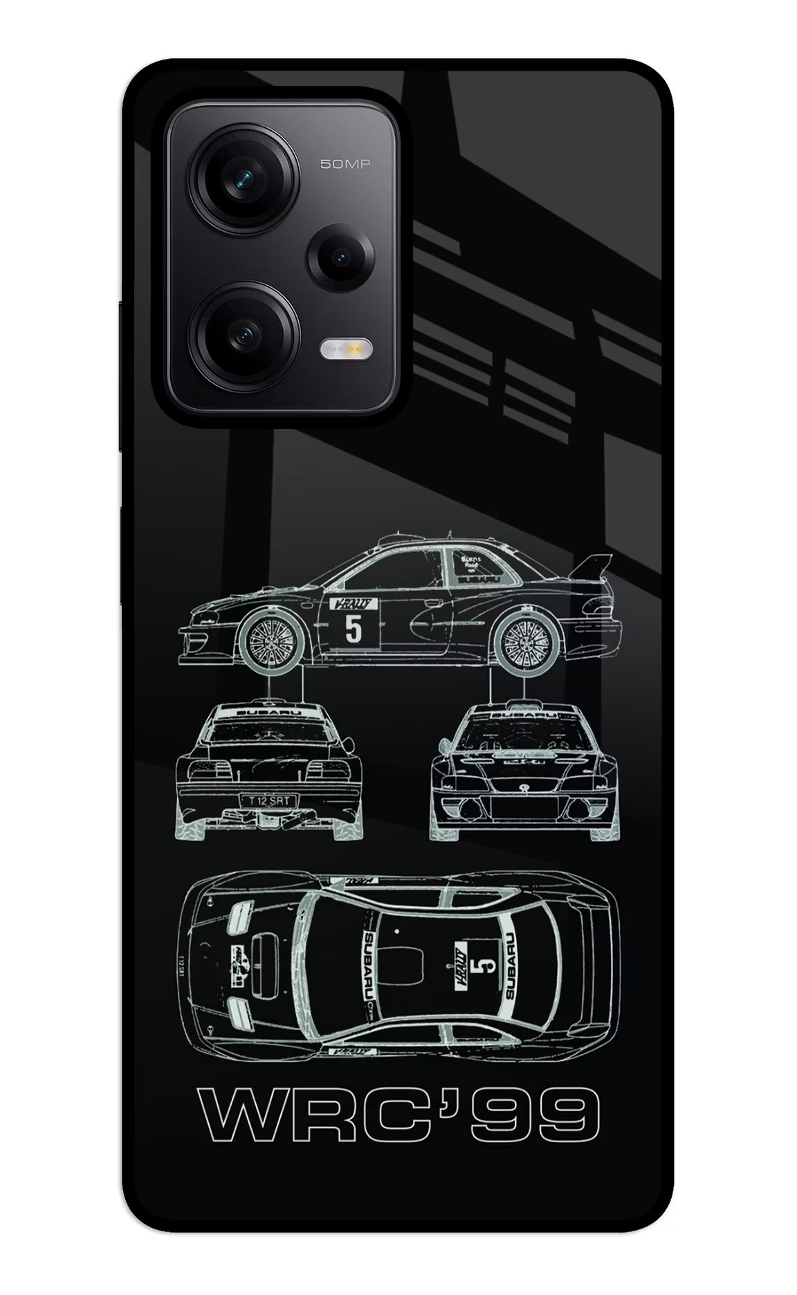WRC'99 Redmi Note 12 5G Glass Case Back Cover by Casekaro