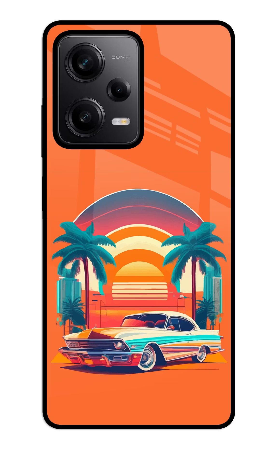 Palm Drive 80s Redmi Note 12 5G Glass Case Back Cover by Casekaro