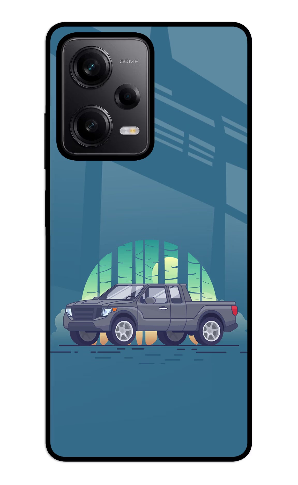 Retro Garage Vibe Redmi Note 12 5G Glass Case Back Cover by Casekaro