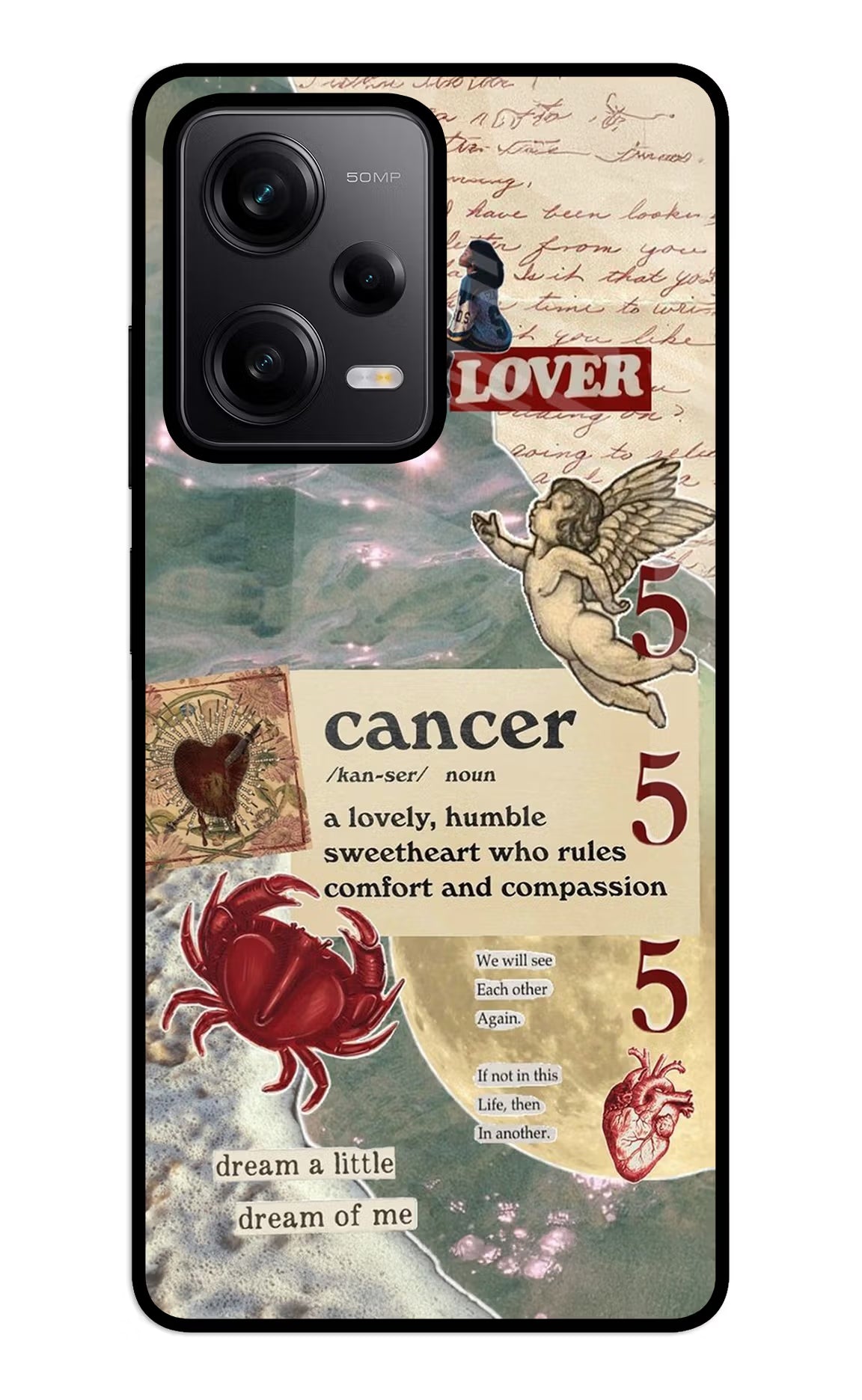 Cancer Zodiac Redmi Note 12 5G Glass Case Back Cover by Casekaro