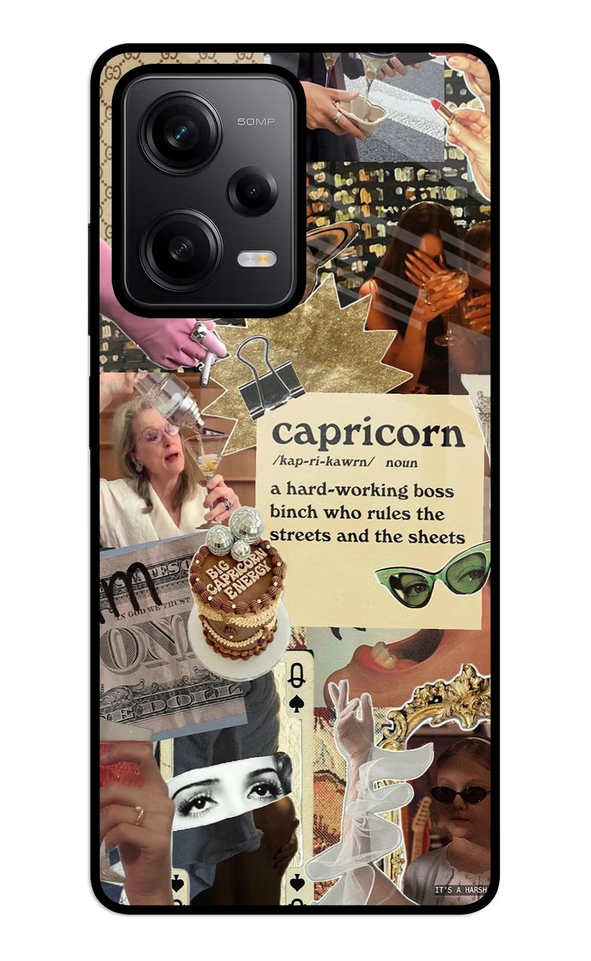 Capricorn Zodiac Redmi Note 12 5G Glass Case Back Cover by Casekaro
