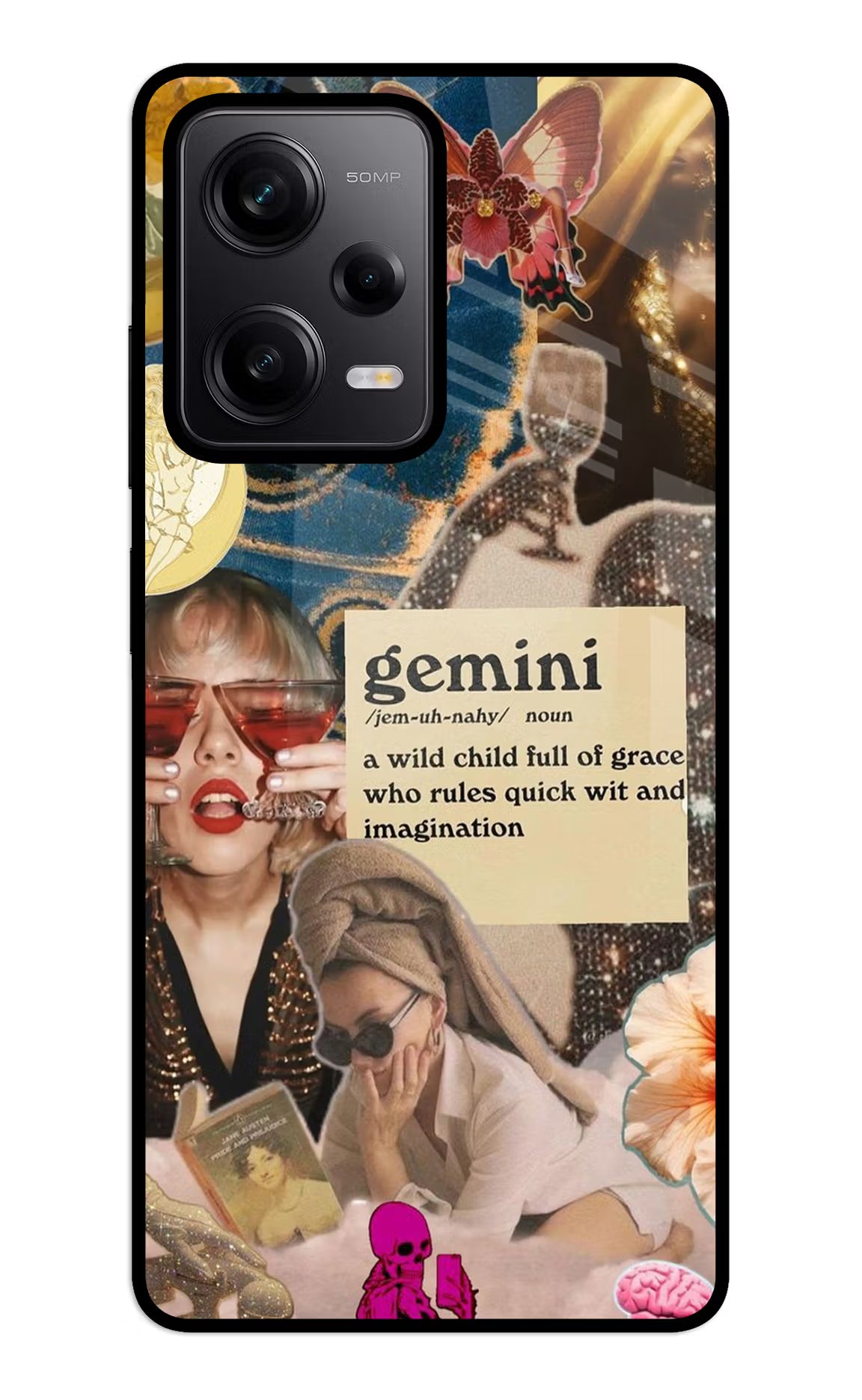 Gemini Zodiac Redmi Note 12 5G Glass Case Back Cover by Casekaro