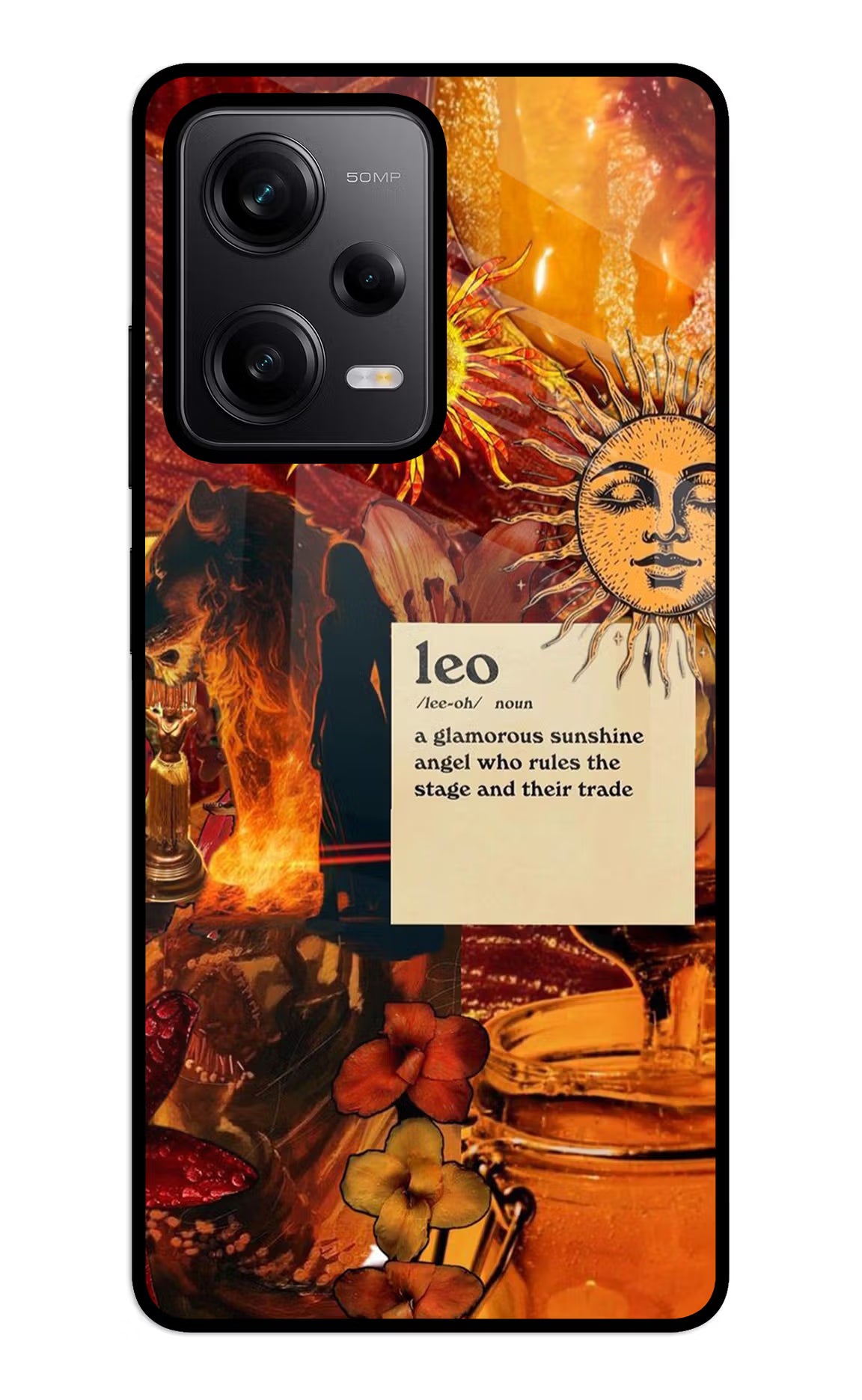 Leo Zodiac Redmi Note 12 5G Glass Case Back Cover by Casekaro