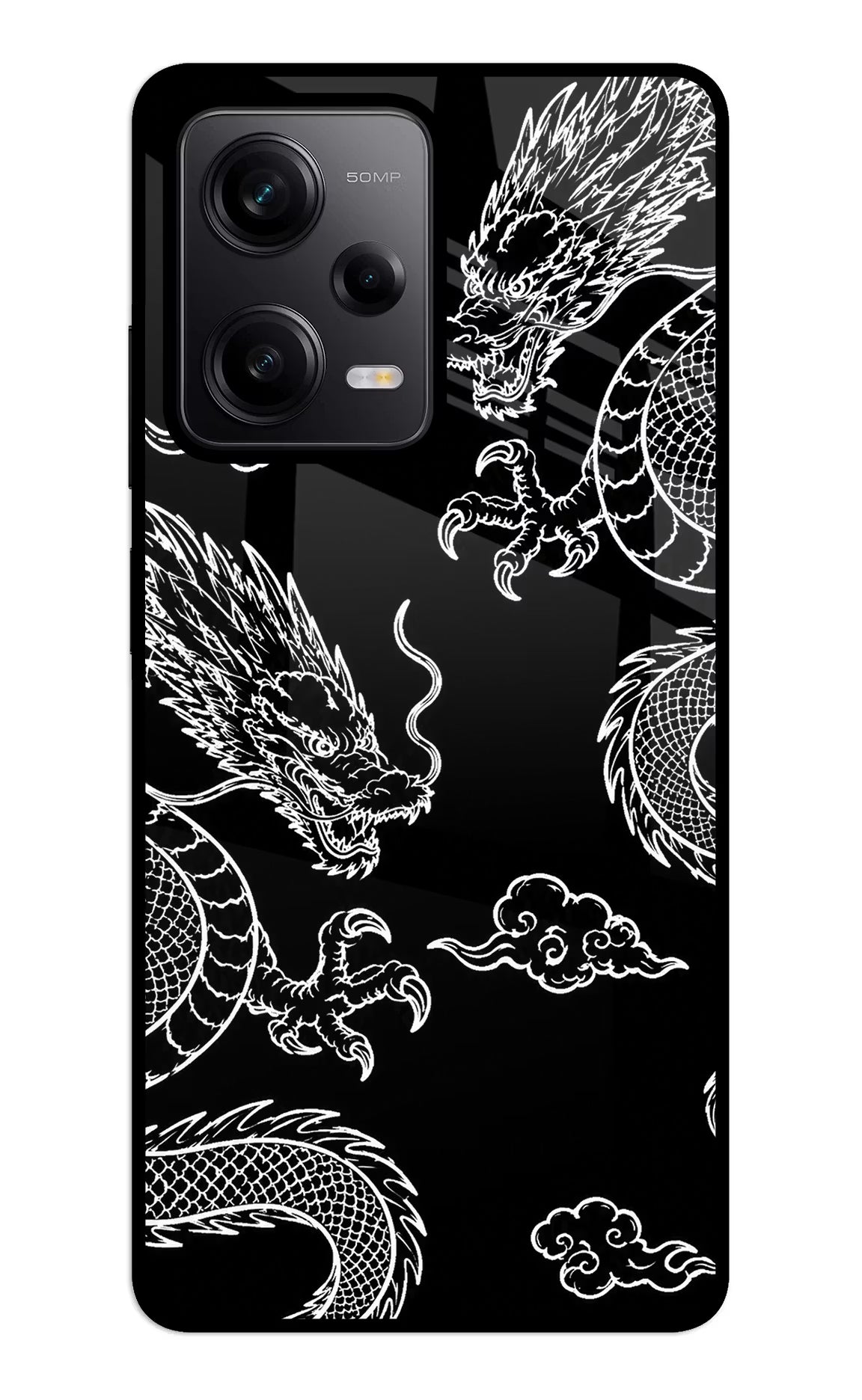 Twin Dragons Redmi Note 12 5G Glass Case Back Cover by Casekaro