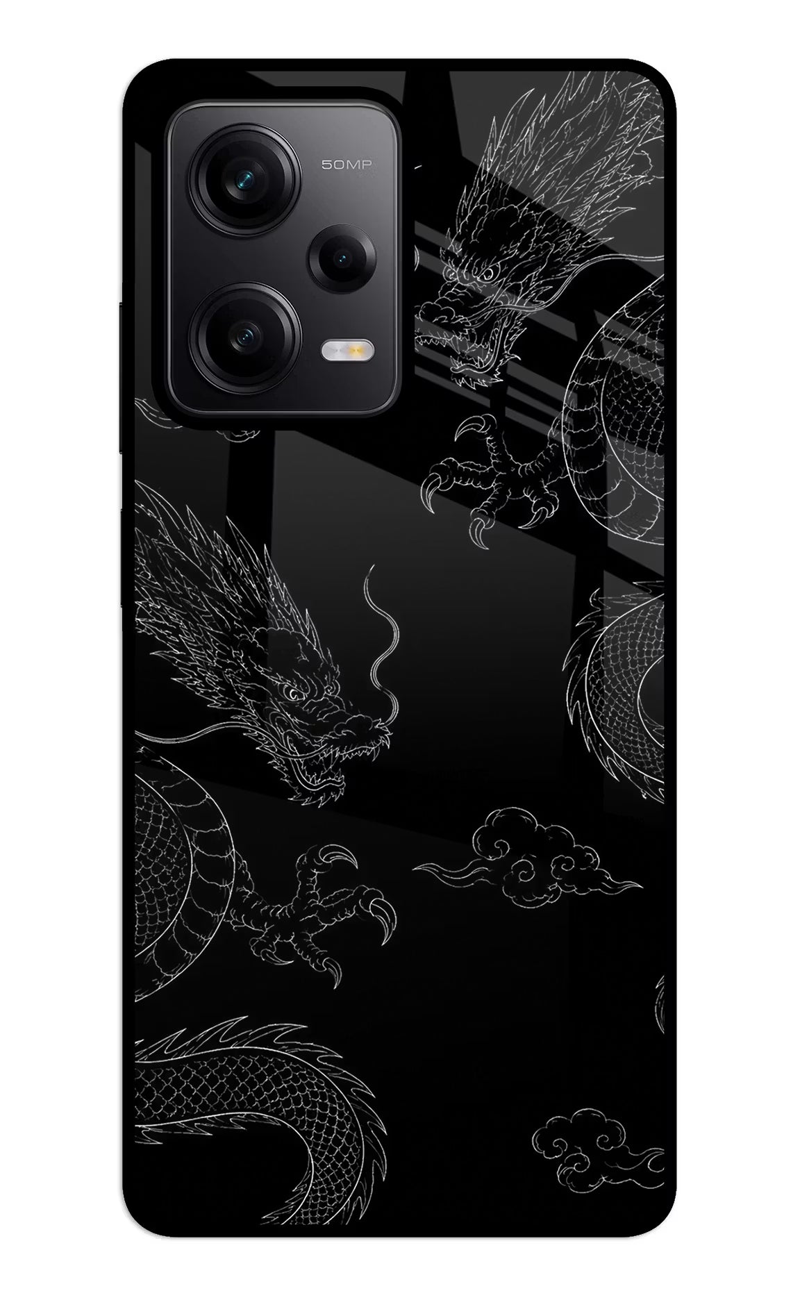 Twin Dragons Redmi Note 12 5G Glass Case Back Cover by Casekaro